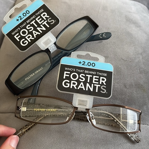 Foster Grant Black Reading Glasses +2.00 includes 2 NWT - Picture 1 of 10